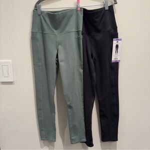 NWT- Sketchers Go Flex High Waisted 7/8 Legging Set 1 Black & 1 Green Size XS